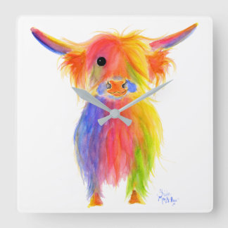 Skotska höglandskon TOTTIE' Wall Clock Fyrkantig Klocka