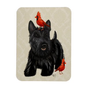 Skotska Hund och rödfåglar Magnet
