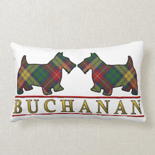 Skotska hundar för Scottie för klanBuchanan Tartan Lumbarkudde