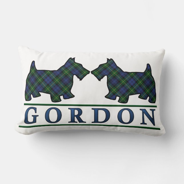 Skotska hundar för Scottie för klanGordon Tartan Lumbarkudde (Framsida)