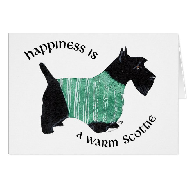 Skotska i en Grönt med stripe Sweater Hälsningskort (Framsidan Horizontal)