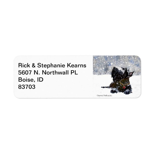 Skotska i Snö Returadress Etikett (Framsidan)