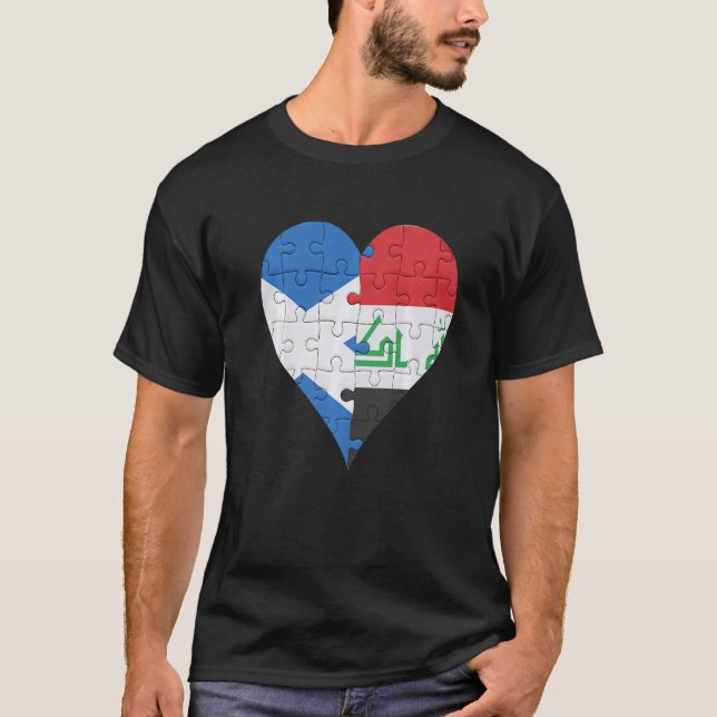 Skotska irakiska Flagga Heart T Shirt (Framsida)