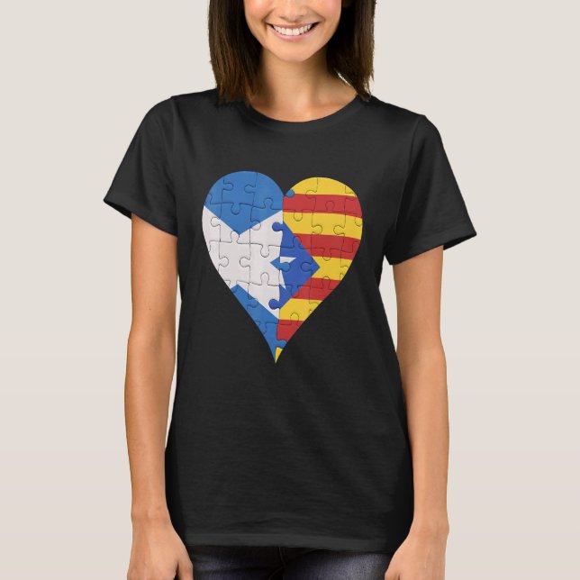 Skotska katalanska flaggans hjärta t shirt (Framsida)