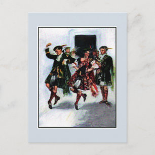 Skotska kilt dans bok illustration vykort