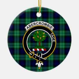 Skotska klanen Abercrombies jakt-tartan och vapens Julgransprydnad Keramik