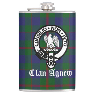 Skotska klanen Agnew vapensköld & tartan Fickplunta
