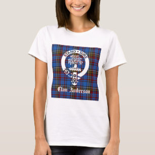 Skotska klanen Anderson vapensköld & Tartan Tee Shirt