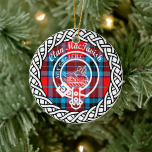 Skotska klanen MacTavish-tartan och vapensköld Julgransprydnad Keramik