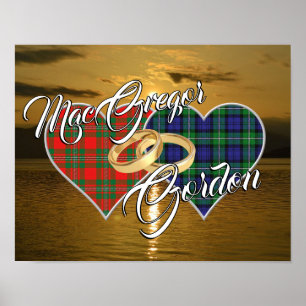 Skotska Klorna Bröllop Ring Tartan Hearts Poster