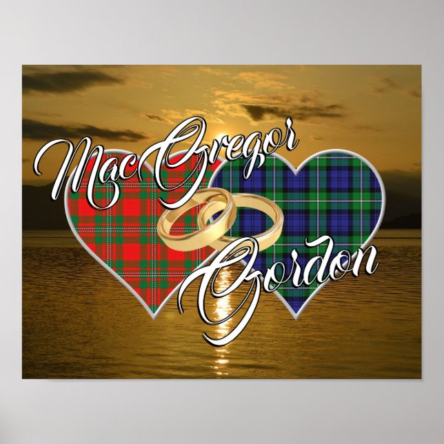 Skotska Klorna Bröllop Ring Tartan Hearts Poster (Framsidan)