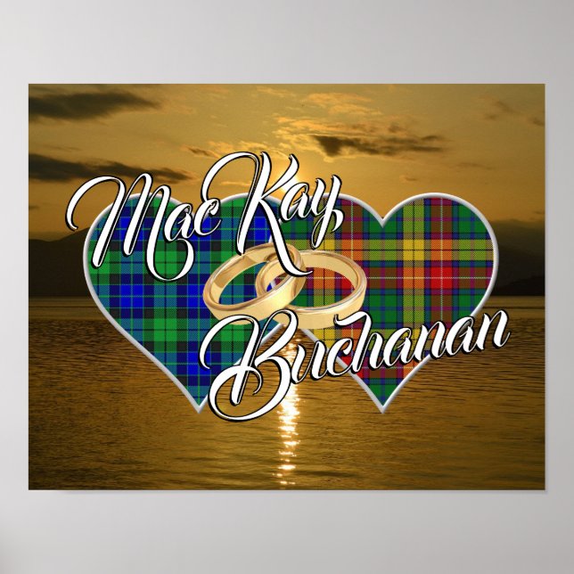 Skotska Klorna Bröllop Ring Tartan Hearts Poster (Framsidan)