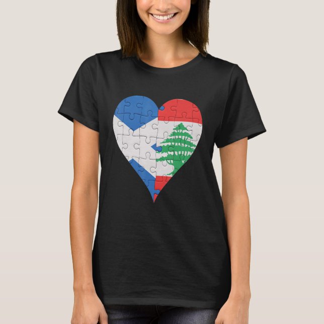 Skotska Libanesiska Flagga Hjärta T Shirt (Framsida)
