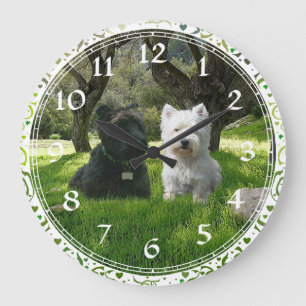 Skotska och West Highland Terriers Greenwood Stor Klocka
