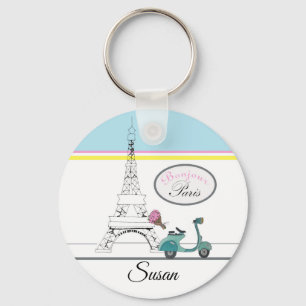 Skotska över Eiffel Torn Paris-Frankriket Nyckelring