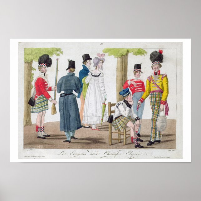 Skotska på Champs Elysee, graverad av Ju Poster (Framsidan)