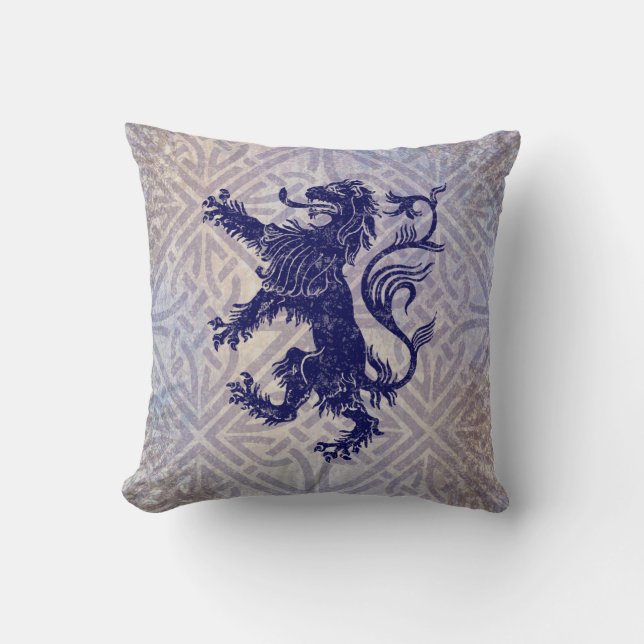 Skotska Rampant Lejonare flottan Blue Celtic Knot Kudde (Framsida)