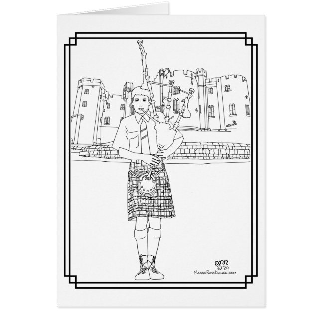 Skotska säckpipor hälsningskort (Framsidan)