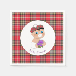 Skotska Tartan Personlig för Thistle Baby Shower Pappersservett
