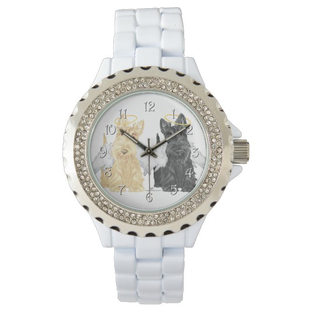 Skotska terrier-änglar armbandsur (Framsida)