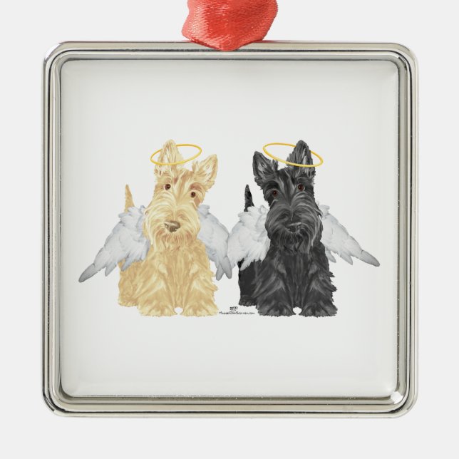 Skotska terrier-änglar julgransprydnad metall (Framsidan)
