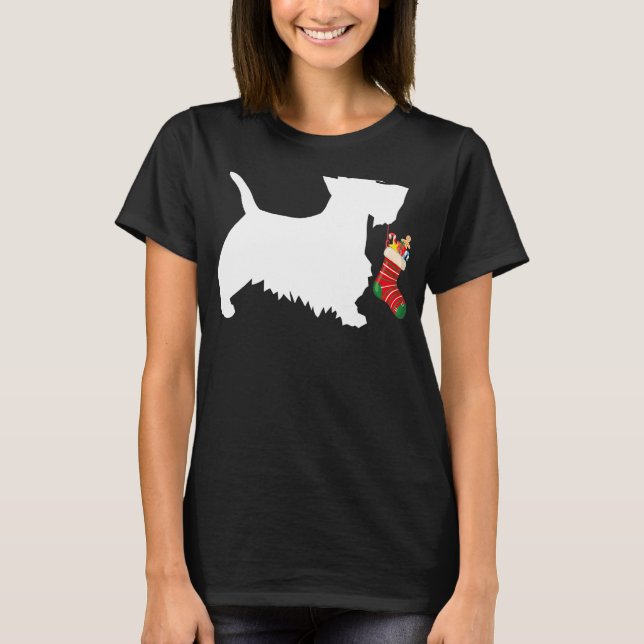 Skotska terrier-julbutiken Stuffer Scotti T Shirt (Framsida)