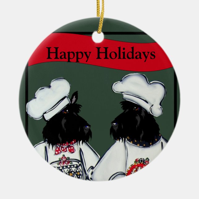 Skotska terrier julgransprydnad keramik (Framsidan)