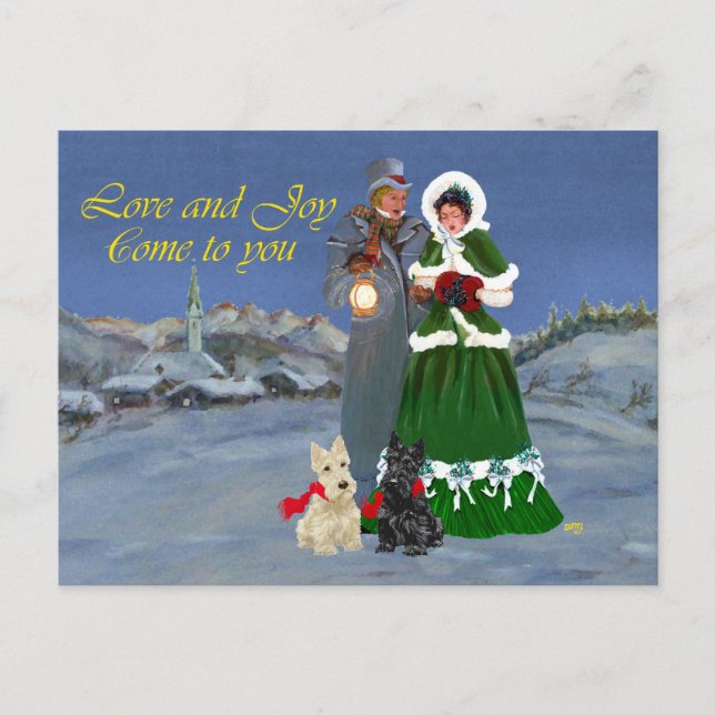 Skotska terrier julpsalmer helg vykort (Framsida)