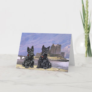 Skotska terrier på Eilean Donan slott Kort