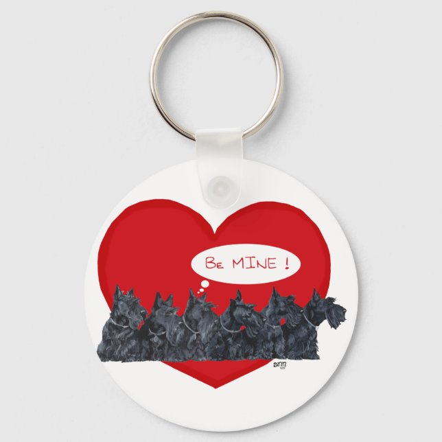 Skotska terrier Valentines Nyckelring (Framsida)