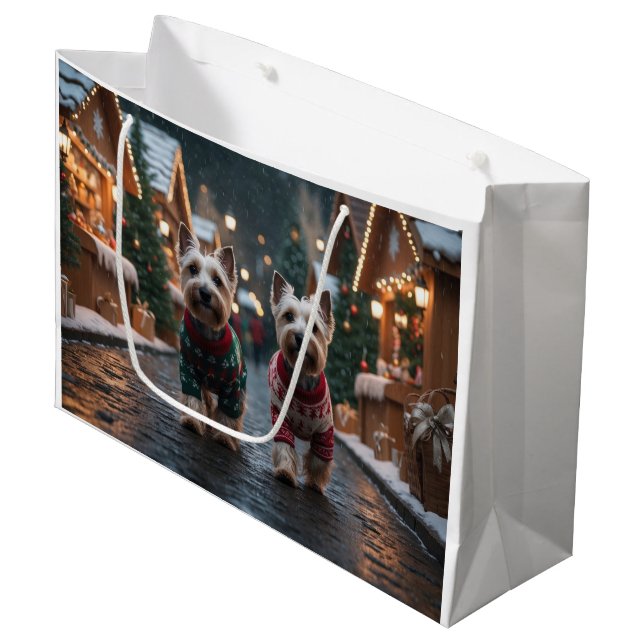 Skotska Terrierhundar Jul Snö Holiday (Framsidan Vinklad)
