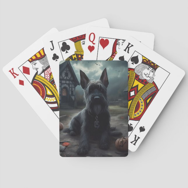 Skotska terrierpumpor Halloween läskiga Casinokort (Baksidan)