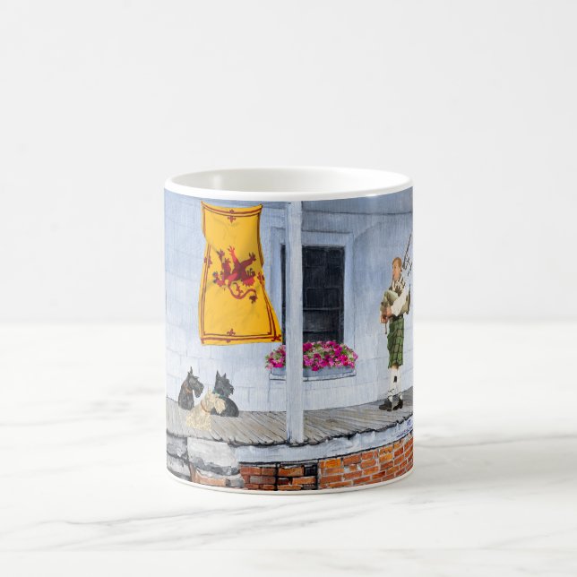 Skotska Terriers Skottlands Flagga Dudelsäckspelar Kaffemugg (Center)