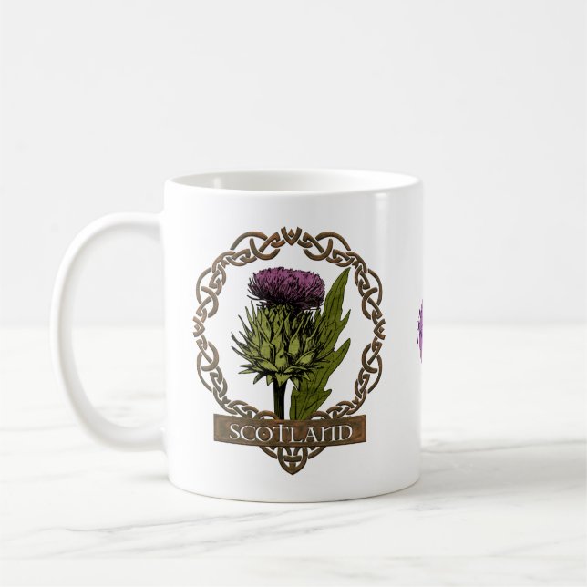 Skotska tistle Celtic Knowledge Monogram Kaffemugg (Vänster)