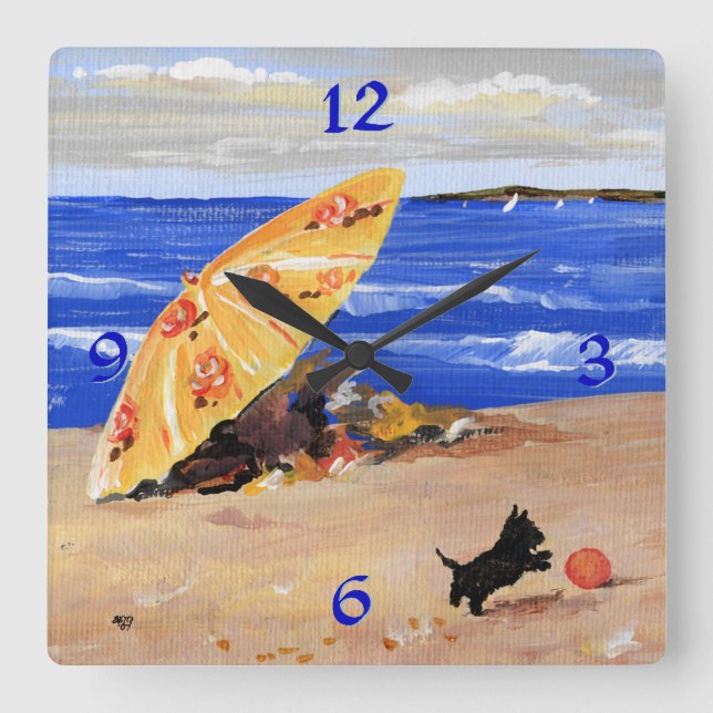 Skotska vid Beach Clock Fyrkantig Klocka (Framsida)