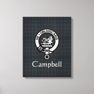 Skotskt Campbell Crest-märke & Tartan Canvastryck