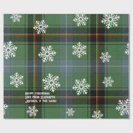 Skotskt grönt Tartan Snöflinga Personligt Xmas Presentpapper