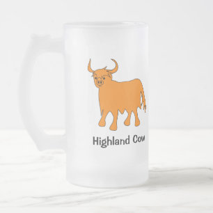 Skotskt högland Kow-frostat glas mugg
