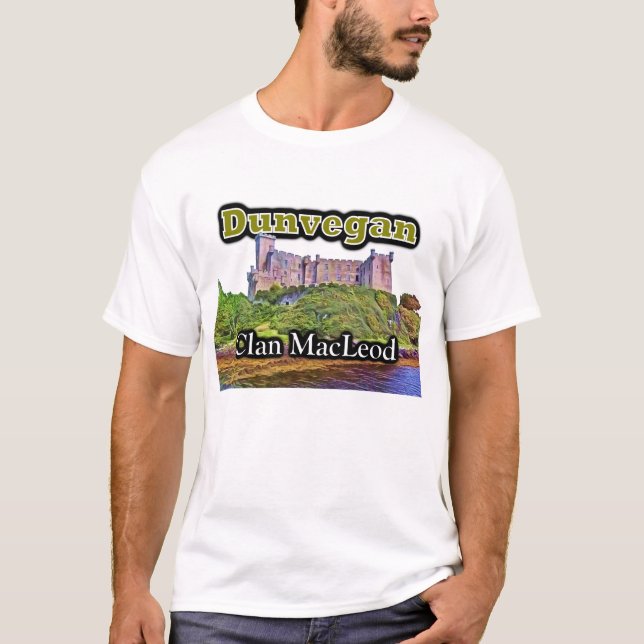 Skotskt klanMacLeod Dunvegan slott Tee Shirt (Framsida)