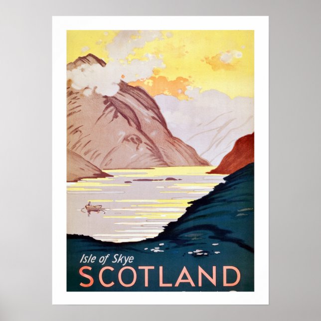 Skotskt landskap, vintage reseaffisch poster (Framsidan)