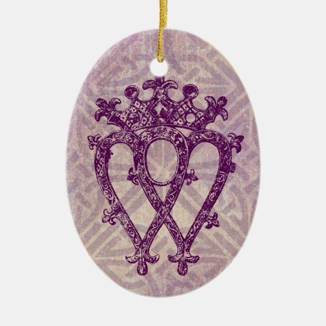 Skotskt Luckenbooth purpurfärgat Celtic Julgransprydnad Keramik (Framsidan)
