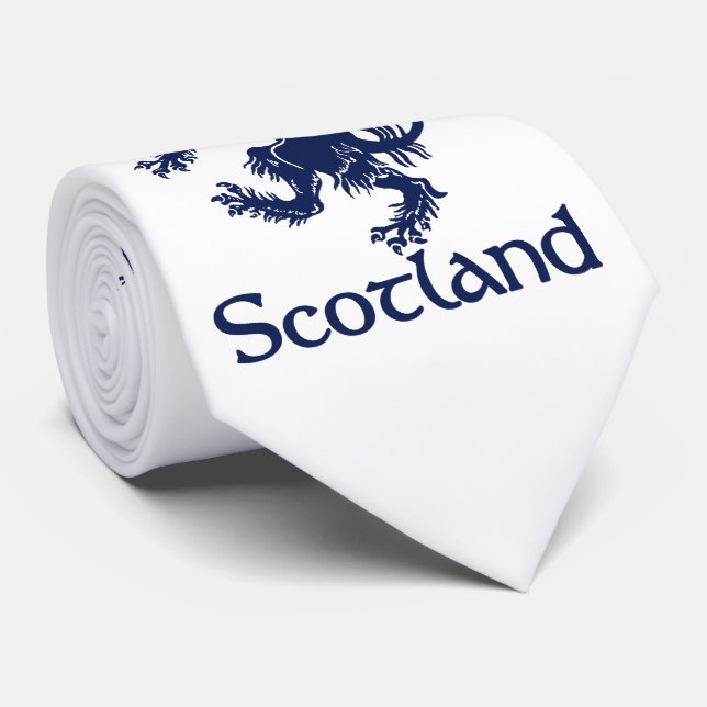 Skotskt våldsamt lejont marinblått slips (Rullad)