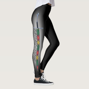 Skottet stålsätter svärd för den klanBuchanan Leggings