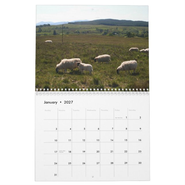 Skottland 2011 kalender (Jan 2027)