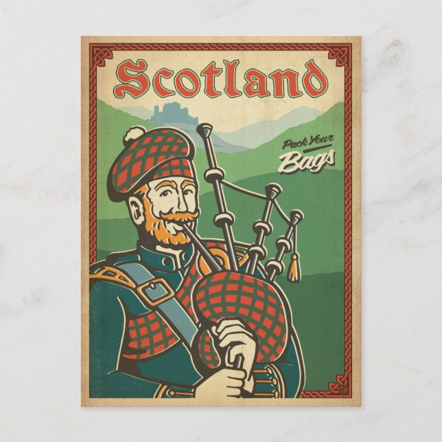 Skottland | Bag Piper Vykort (Framsida)