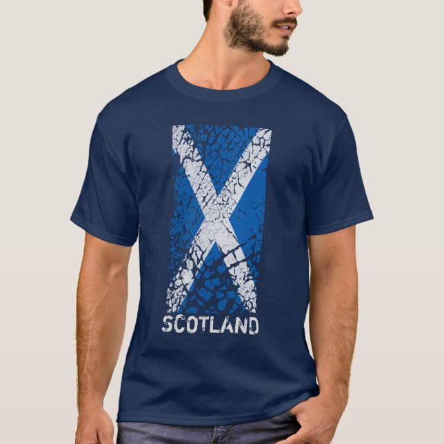 Skottland + Bekymrad skotsk flagga T-shirt (Framsida)