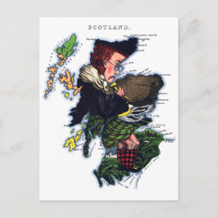 Skottland Caricature Karta Vykort