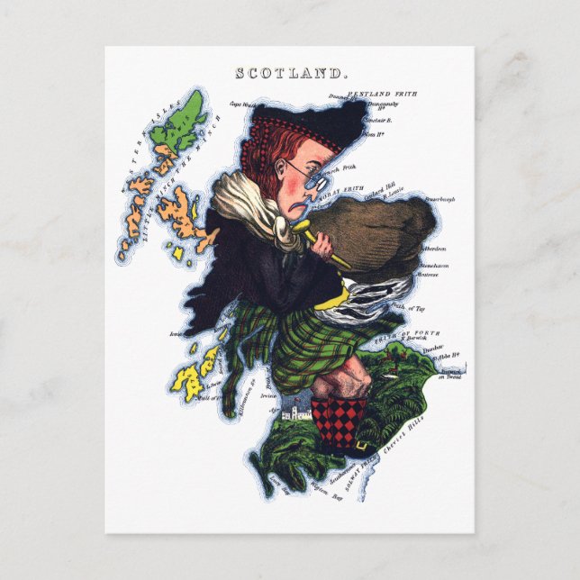 Skottland Caricature Karta Vykort (Framsida)