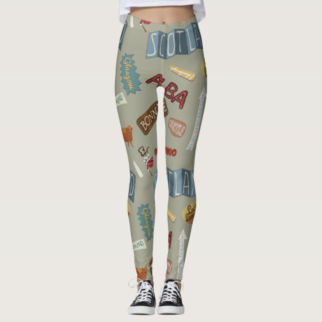 Skottland damasker - skotska symboler leggings (Framsida)