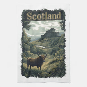 Skottland Design: Highlandko, slott och landskap Kökshandduk
